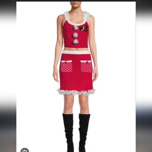 Love on a Hanger Red & White Festive Christmas Knit Skirt Set 2pc NWT Size XL